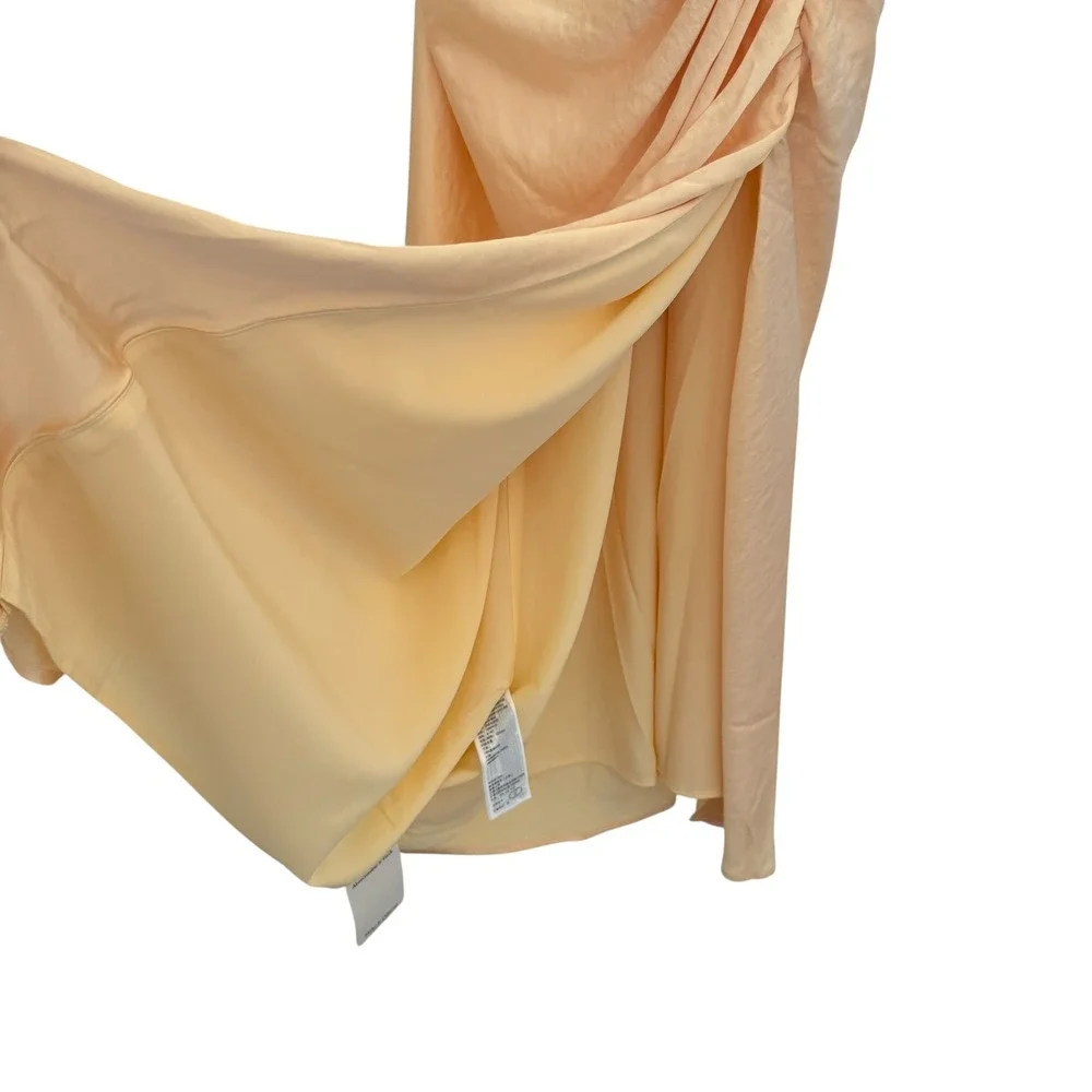 NWT Abercrombie & Fitch Cowl Neck Draped Maxi Dress Satin Sunny Yellow MP Petite